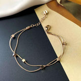 2 Layer Cube Snake Bone Chain Bracelet for Women