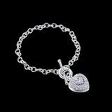 925 Silver Crystal Heart Pendant Chain Bracelets for Women