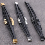 Stainless Steel Charm Magnetic Men Bracelet Leather Braided Punk Rock Bangle