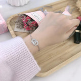 Stylish Copper Zircon Double Round Ring Pull Bracelet