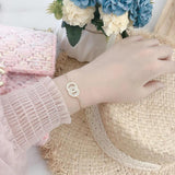 Stylish Copper Zircon Double Round Ring Pull Bracelet
