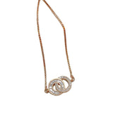 Stylish Copper Zircon Double Round Ring Pull Bracelet