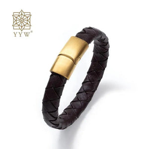 Punk Style Leather Cord Bracelet with Magnetic Clasp