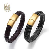 Punk Style Leather Cord Bracelet with Magnetic Clasp