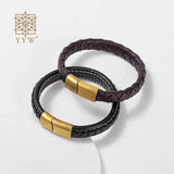 Punk Style Leather Cord Bracelet with Magnetic Clasp