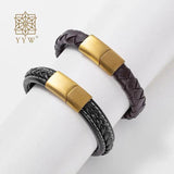 Punk Style Leather Cord Bracelet with Magnetic Clasp