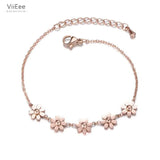 Titanium Steel Daisy Charm Bracelets Bangle For Women Girls