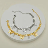 Vintage Pearl Butterfly Charms Bracelet For Women Jewelry