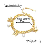 Vintage Pearl Butterfly Charms Bracelet For Women Jewelry