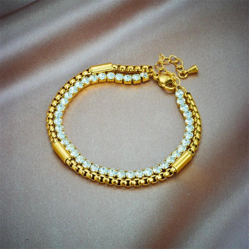 316L Stainless Steel Zircon Chains Bracelet For Women Waterproof