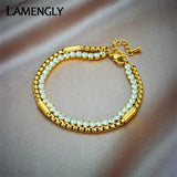 316L Stainless Steel Zircon Chains Bracelet For Women Waterproof