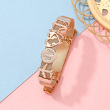 Stainless Steel Watch Belt Mesh Bracelet Micro Pave CZ Globe Plane Beads