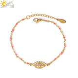 CSJA Evil Eye Bracelet Bangle Stainless Steel Charms Thin Pulseras S880