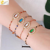 CSJA Evil Eye Bracelet Bangle Stainless Steel Charms Thin Pulseras S880