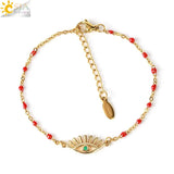 CSJA Evil Eye Bracelet Bangle Stainless Steel Charms Thin Pulseras S880