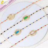 CSJA Evil Eye Bracelet Bangle Stainless Steel Charms Thin Pulseras S880