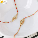CSJA Evil Eye Bracelet Bangle Stainless Steel Charms Thin Pulseras S880