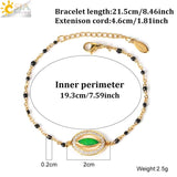 CSJA Evil Eye Bracelet Bangle Stainless Steel Charms Thin Pulseras S880