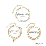 Streetwear Pearl Beads Bracelet Set Womens Goth Chain Bracelets Kpop