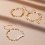 Streetwear Pearl Beads Bracelet Set Womens Goth Chain Bracelets Kpop