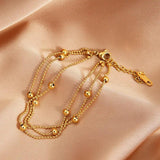316L Stainless Steel Three-layer Interval Ball Chain Bracelet