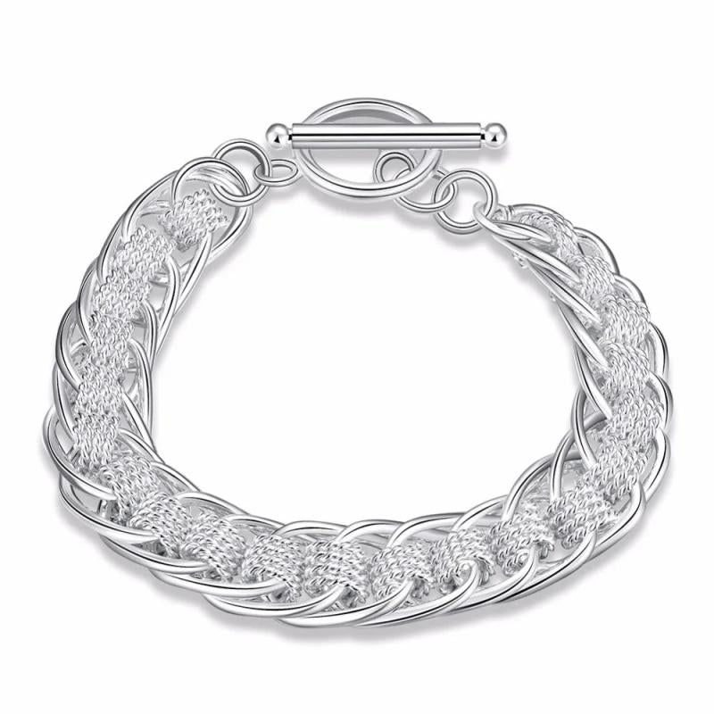 925 Stamp Silver Circle Charm Bracelet For Women