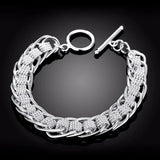 925 Stamp Silver Circle Charm Bracelet For Women