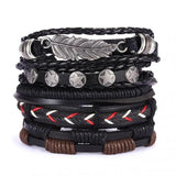 5pcs Leather Bracelets Weave Charm Men Handsome Owl Brown Bracelets