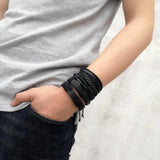 5pcs Leather Bracelets Weave Charm Men Handsome Owl Brown Bracelets