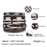 5pcs Leather Bracelets Weave Charm Men Handsome Owl Brown Bracelets