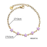 Green Purple Drip Oil Star Heart Chain Bracelet
