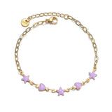 Green Purple Drip Oil Star Heart Chain Bracelet