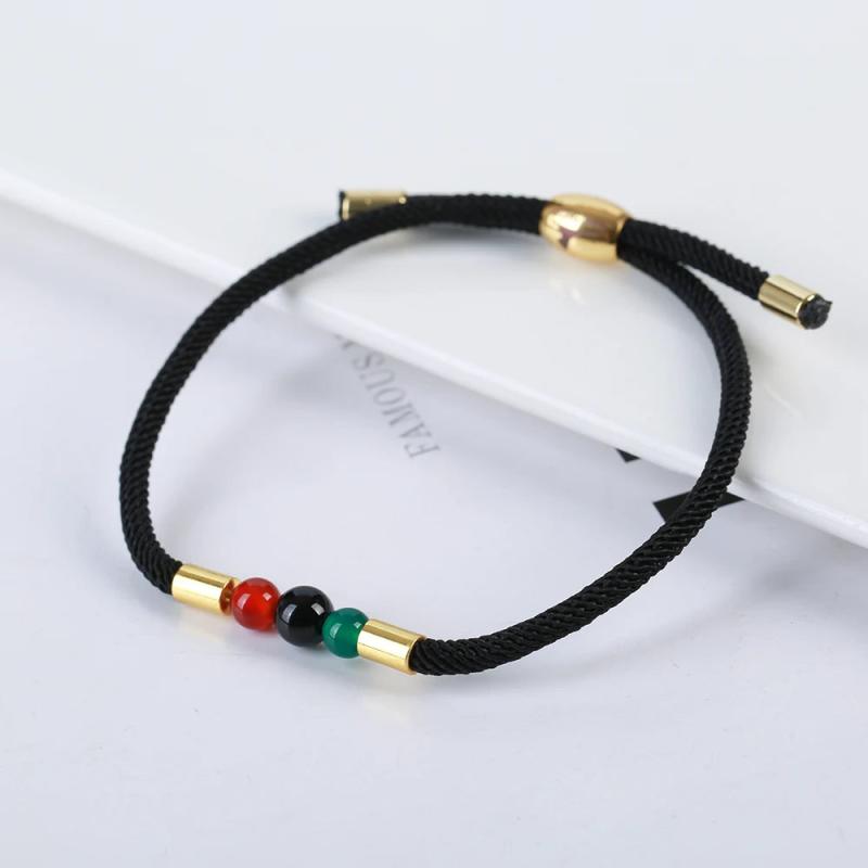 Men's Leather Beads Bracelet with Stainless Steel Magnetic Buckle