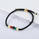 Men's Leather Beads Bracelet with Stainless Steel Magnetic Buckle