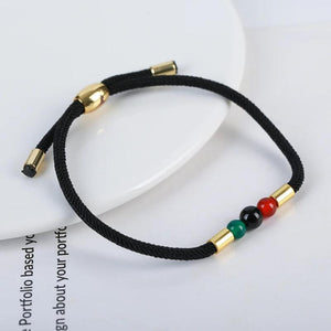 Men's Leather Beads Bracelet with Stainless Steel Magnetic Buckle