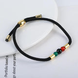 Men's Leather Beads Bracelet with Stainless Steel Magnetic Buckle