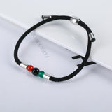 Men's Leather Beads Bracelet with Stainless Steel Magnetic Buckle