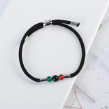 Men's Leather Beads Bracelet with Stainless Steel Magnetic Buckle