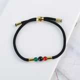 Men's Leather Beads Bracelet with Stainless Steel Magnetic Buckle
