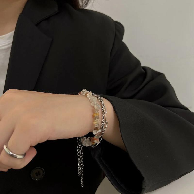 Irregular Natural Stone Bracelets Titanium Steel Chain Bracelet