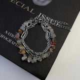 Irregular Natural Stone Bracelets Titanium Steel Chain Bracelet