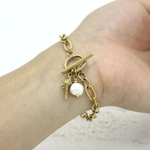 Women's Oval Pearls Beaded Bracelet Set