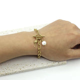 Women's Oval Pearls Beaded Bracelet Set