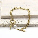Women's Oval Pearls Beaded Bracelet Set