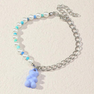 Colorful Acrylic Bear Pendant Bracelet Chunky Chain Women Jewelry