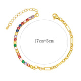 Rainbow Zirconia Tennis Bracelet for Women Adjustable Bangle