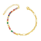 Rainbow Zirconia Tennis Bracelet for Women Adjustable Bangle