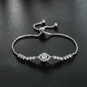 Sparkly Evil Eye CZ Crystal Toggle Bracelet