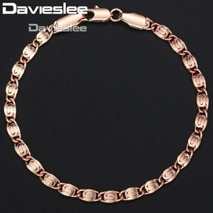 585 Rose Yellow Snail Chain Bracelet 4mm GB263A