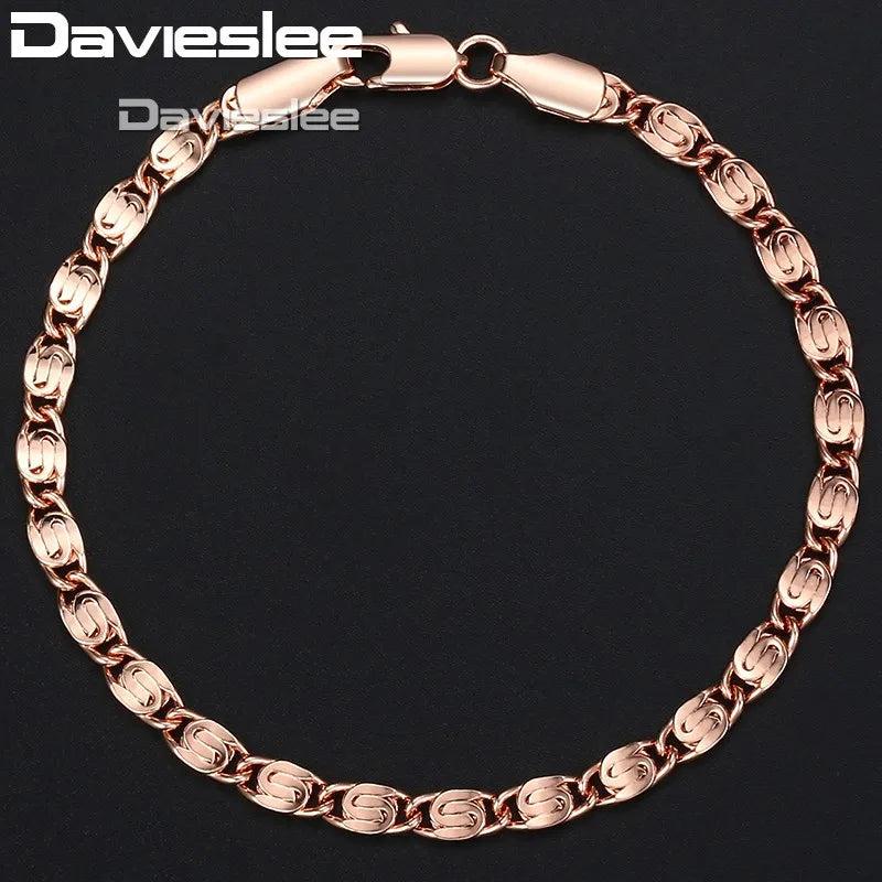 585 Rose Yellow Snail Chain Bracelet 4mm GB263A
